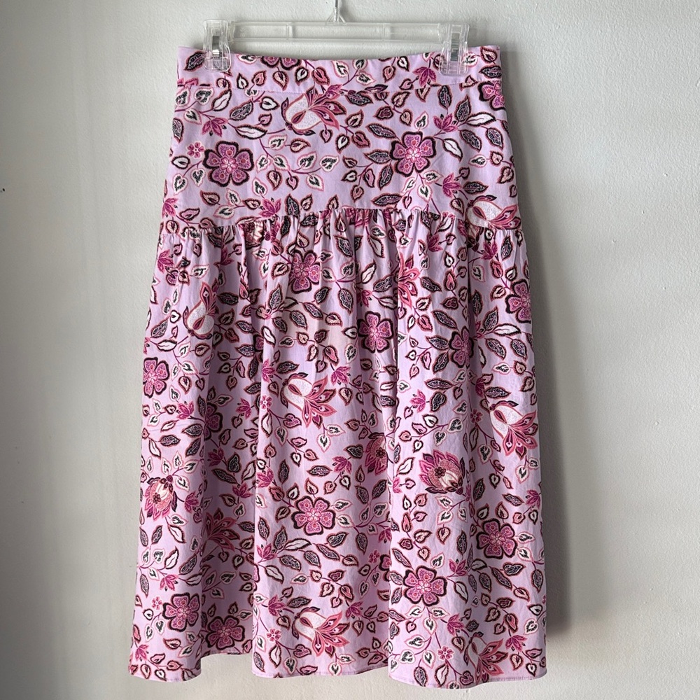 Ann Taylor petite floral drop waist light purple full maxi skirt